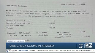 Fake check scams in Arizona