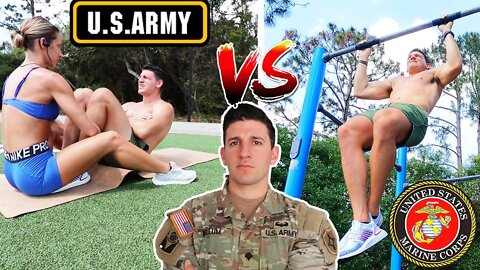 US Army Soldier attempts the United States Marine Corps Fitness Test