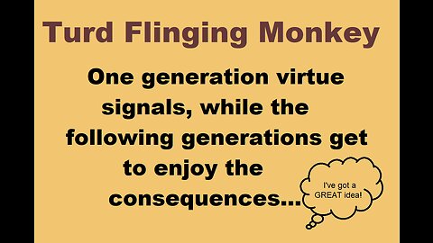 Turd Flinging Monkey on how A GENERATION VIRTUE SIGNALS while FUTURE GENERATIONS GET CONSEQUENCES