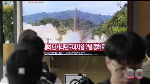 North Korea fires 2 short-range missiles into the sea as US docks nuclear submarine