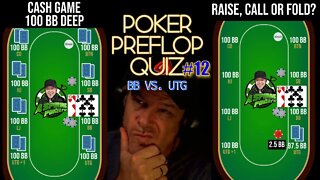 POKER PREFLOP QUIZ BB VS UTG #12 RAISE, CALL OR FOLD