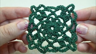 crochet lace square free tutorial for beginners