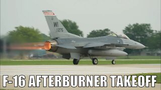 F-16 Fighting Falcon Afterburner Takeoff at Oshkosh 2021