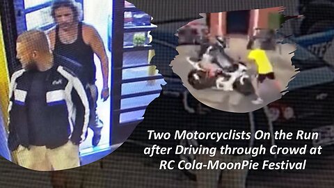 Two Motorcyclists On the Run after Driving through Crowd at the RC Cola-MoonPie Festival
