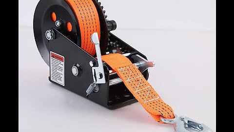 3500LBs Boat Trailer Winch with 33FTStrap, Heavy Duty Hand Winch Hardened Steel Ratio 4:1/8:1 G...