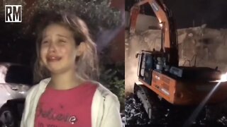 Palestinian Girl Cries as Israelis Bulldoze Her Home