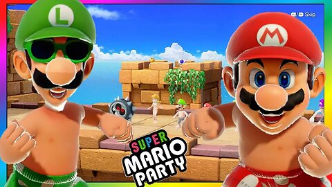 Super Mario Party - Just Get Over It Minigame - Mario Peach VS Luigi Daisy