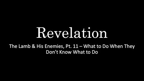 Revelation, Pt. 11 - The Lamb & His Enemies, Pt. 3 - What to Do When They Don't Know What to Do