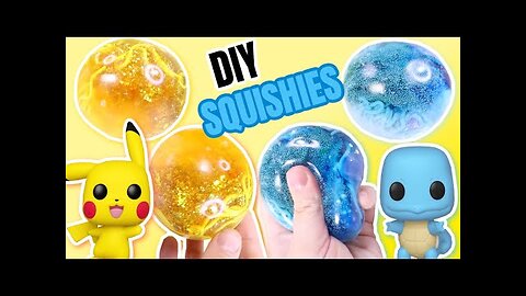 Pokemon Pikachu and Squirtle Learn How to Make DIY Squishies