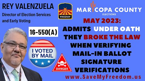 #305 Maricopa County Admits VIOLATING Signature Verification Law In Kari Lake's 2nd Trial! They BROKE THE LAW When Verifying 1,311,734 Ballots For The November 8, 2022 Election. Why Was This NEVER Brought Into Court By Team Kari Lake?