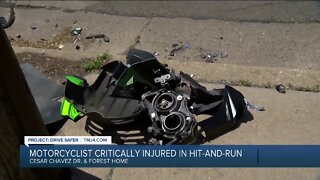 Motorcyclist critically injured in hit-and-run