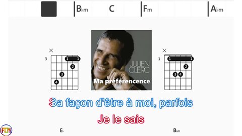 JULIEN CLERC - Ma préférence - (Chords & Lyrics like a Karaoke) HD