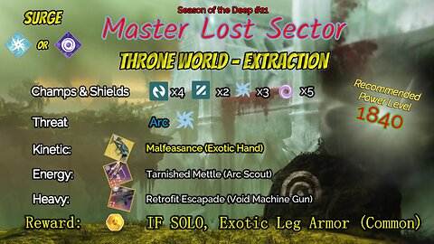 Destiny 2 Master Lost Sector: Throne World - Extraction on my Strand Warlock 7-11-23