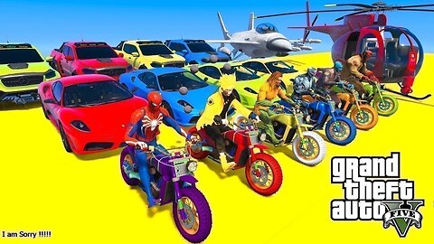 GTA V Mega Ramp On Bikes , Cars , Monster Trucks , Spider man Video Hulk Smash Game Racing Challenge