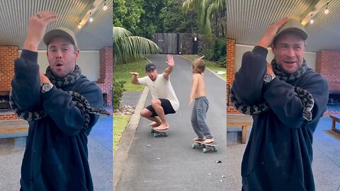 Chris Hemsworth Shares Video Of A Snake Wrapped Around His Neck And Skateboard With His Son