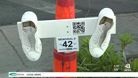Memorial plaques placed at intersections across Las Vegas honor pedestrians that were killed