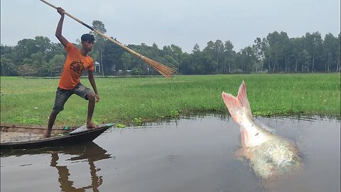 [ Amazing Daily Life Fishing Video 2023 ] Rural Village Boat Expert Boy Hunting Fish By Teta 🫤🙃