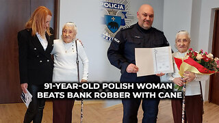 91-year-old Polish woman beats bank robber with cane