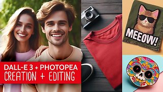 Print on Demand and Product Mockup Ideas with Dall-E 3 and Photopea (100% FREE workflow)