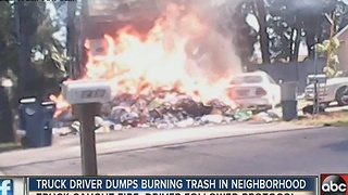 Recycling truck catches fire, driver dumps tons of burning debris onto parked cars
