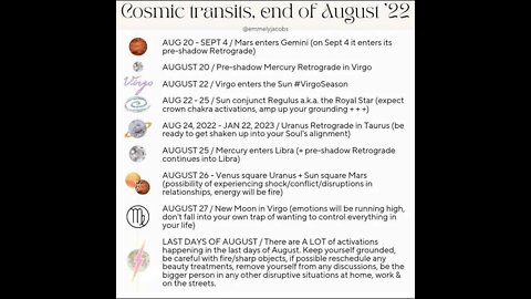 Cosmic Transits at the End of August 2022 ~ Astrology Buddha