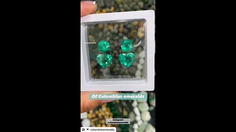 Loose Colombian emerald cushion and heart shape set for earrings - Flexible Payment Options