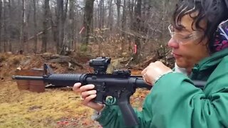 AR-15 training my friend's Mother in the rain