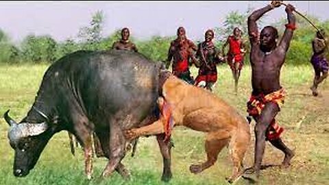 Fierce Battle! Brave Maasai People Attack Lion To Rescue Buffalo And Poor Animals