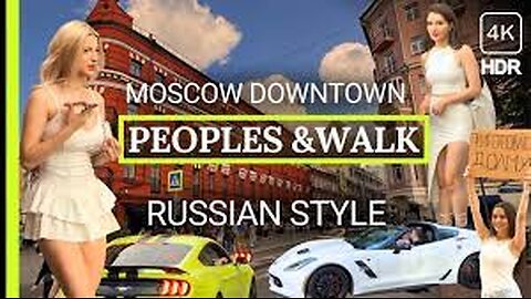 [4k] HOT Beautiful Girls Russian Moscow Downtown, Living Russian, Peoples, Walking Tour 4K #118