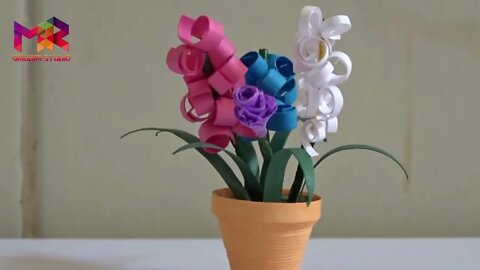 Quilling miniature flower pot in 3d, diy | MR. Origami Studio