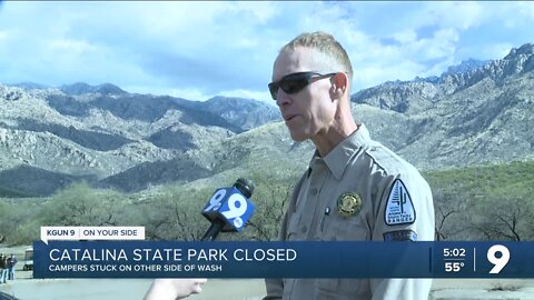 "There's about five feet of sand on the road" Catalina State Park closes for flooding
