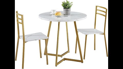 VECELO Small Round Dining Table Set for 2