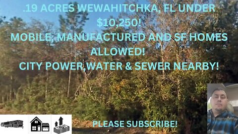 .19 ACRE WEWAHITCHKA, FL UNDER $10,250! MOBILE, MANUFACTURED AND SF HOMES ALLOWED! POWER NEARBY!