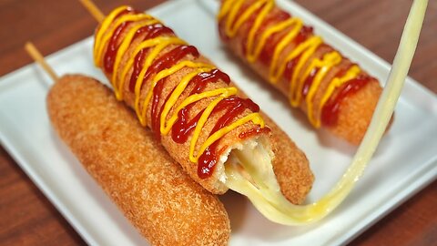 Famous Crispy Korean Cheese Corndog Recipe, Korean Street Food