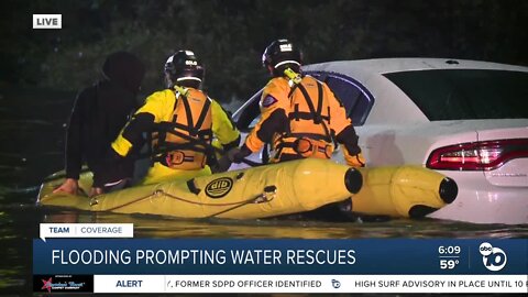 San Diego first responders perform several water rescues as storm causes floods