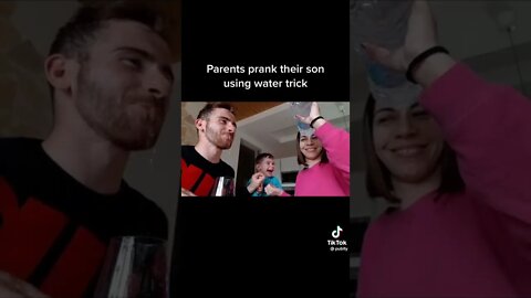 parents prank their son using water trick