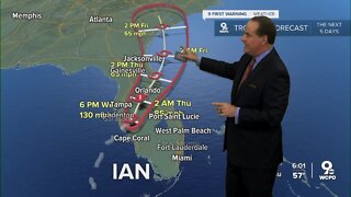Hurricane Ian moving along Florida at 8 miles per hour