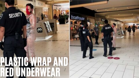 A Man In BC Was Spotted At The Mall Wearing Saran Wrap & Calling Himself A 'COVID Avenger'