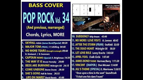 Bass cover POP ROCK vol. 34 (+Others, Rearranged) __ Chords, Lyrics, MORE