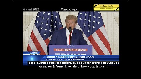 🇺🇸🦅🇫🇷 Mar a Lago : discours du Président Trump après sa mise en accusation (4/4/23)