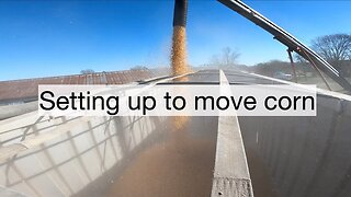 Setting up to move corn
