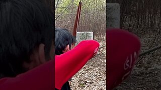 73LBS at 30” Saluki Tartar Bow Arrow Through the Target