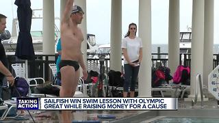 Sailfish win swim lesson with Olympic great while raising money for a cause