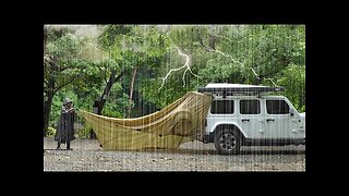 In the rain forest sound of rain cozy vibes Solo car camping / camping vlog