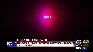 9 in custody after boat comes ashore in Jupiter
