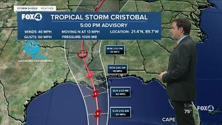 Tropical Storm Cristobal moves into the Gulf
