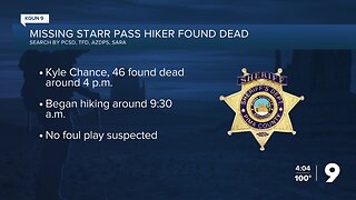 Missing hiker found dead in Starr Pass area identified