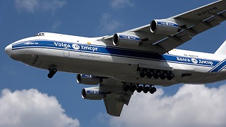 The behemoth Antonov AN-124-100 make a super low approach to land