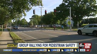 Group rallying for pedestrian safety in Tampa