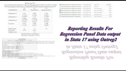 Reporting Results For Regression Panel Data output in Stata 17 using Outreg2